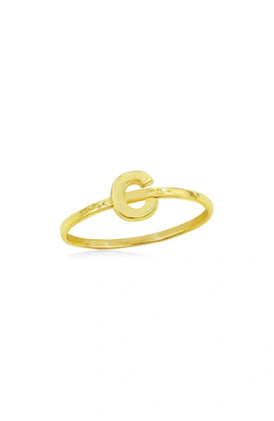 Simona Yellow Gold Initial Band Ring In Gold - C