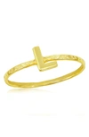 Simona Yellow Gold Initial Band Ring In Gold - L