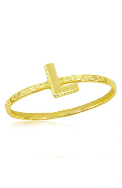 Simona Yellow Gold Initial Band Ring In Gold - L