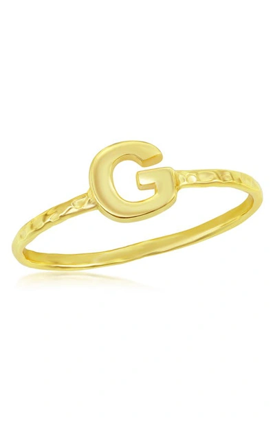 Simona Yellow Gold Initial Band Ring In Gold - G