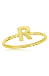 Simona Yellow Gold Initial Band Ring In Gold - R