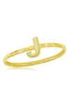 Simona Yellow Gold Initial Band Ring In Gold - J