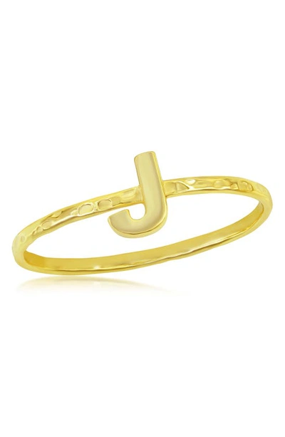 Simona Yellow Gold Initial Band Ring In Gold - J