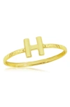 Simona Yellow Gold Initial Band Ring In Gold - H