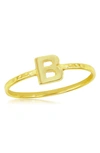 Simona Yellow Gold Initial Band Ring In Gold - B