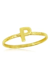 Simona Yellow Gold Initial Band Ring In Gold - P