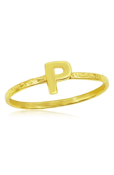 Simona Yellow Gold Initial Band Ring In Gold - P