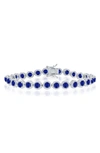 Simona Halo Cz Station Tennis Bracelet In Blue