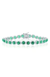 Simona Halo Cz Station Tennis Bracelet In Green