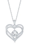 Simona Sterling Silver Cz Heart Pendant Necklace In White