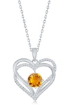 Simona Sterling Silver Cz Heart Pendant Necklace In Yellow