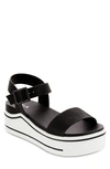 Mia Olita Vegan Suede Platform Sandal In Black Brus