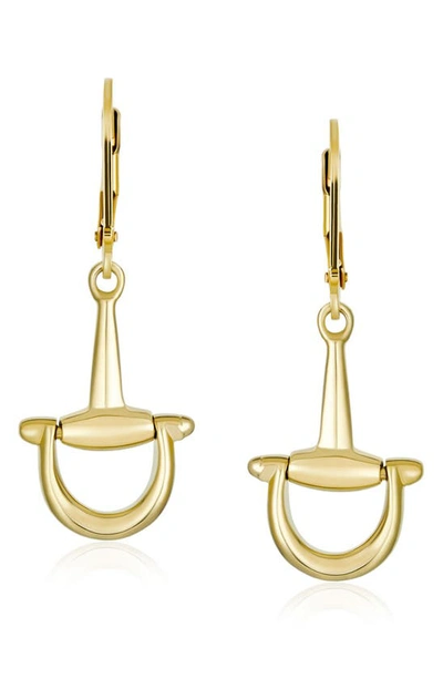 Bling Jewelry Sterling Silver Equestian Bit Dangle Earrings In Gold-tone