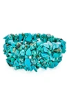 Bling Jewelry Chip Stone Wide Stretch Bracelet In Aqua