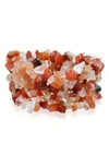 Bling Jewelry Chip Stone Wide Stretch Bracelet In Orange