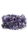 Bling Jewelry Chip Stone Wide Stretch Bracelet In Purple