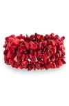 Bling Jewelry Chip Stone Wide Stretch Bracelet In Red