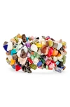 Bling Jewelry Chip Stone Wide Stretch Bracelet In Multicolor