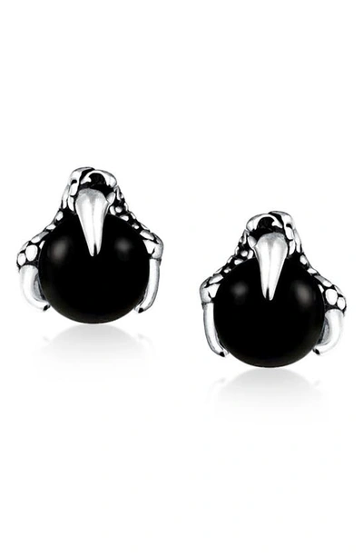 Bling Jewelry Orb Dragon Claw Stud Earrings In Black
