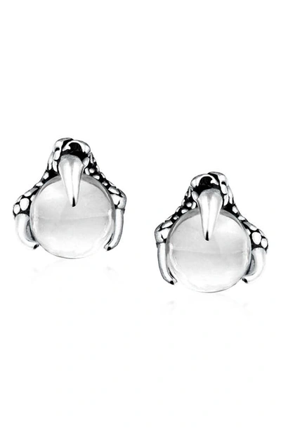 Bling Jewelry Orb Dragon Claw Stud Earrings In White