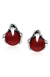 Bling Jewelry Orb Dragon Claw Stud Earrings In Red