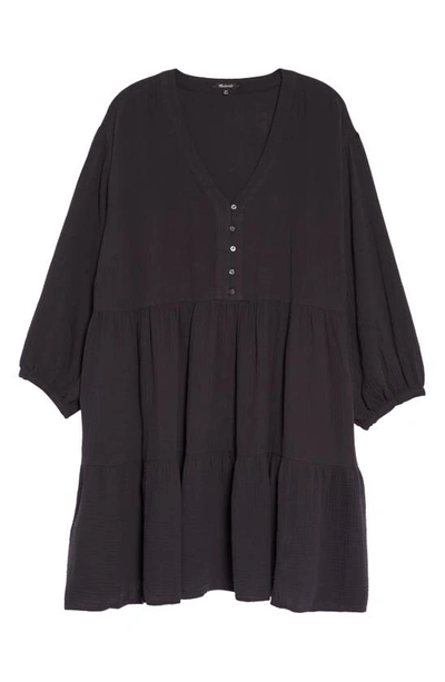 Madewell Colette Lightspun Long Sleeve Dress In Night Vision