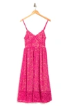 Nsr Crochet Stretch Lace Midi Dress In Magenta