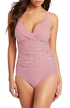 SEA LEVEL CROSS FRONT MULTIFIT STRIPE ONE-PIECE SWIMSUIT