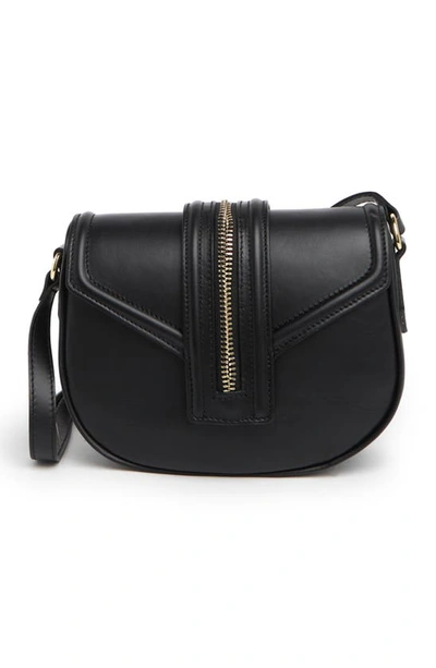 Massimo Castelli Maison Heritage Leather Zip Crossbody Bag In Black