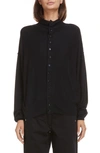 Lemaire Raised Shoulder Virgin Wool Caban Jacket In Black 999