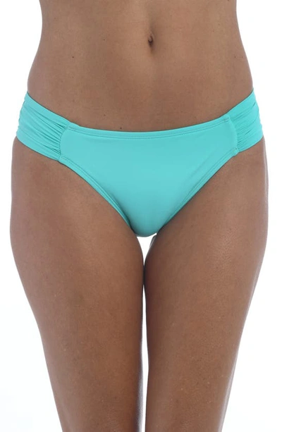 La Blanca Island Goddess Shirred Hipster Bikini Bottom In Aquamarine