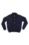 X-ray Shawl Collar Cable Knit Cardigan In Navy