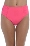 La Blanca Island Goddess Side Shirred High Waist Bikini Bottoms In Ginger