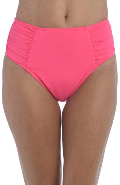 La Blanca Island Goddess Side Shirred High Waist Bikini Bottoms In Ginger