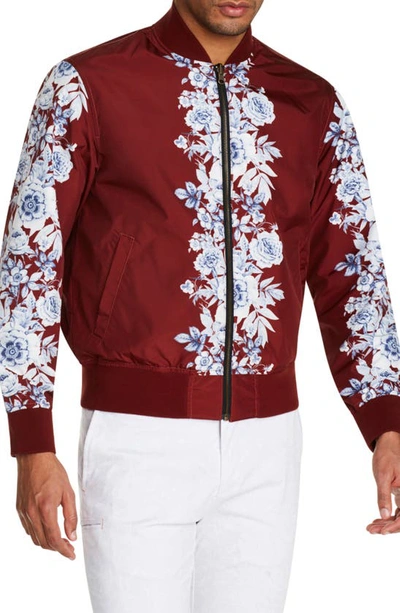 Tallia Floral Print Reversible Bomber Jacket In Claret ModeSens - Main Image