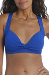 La Blanca Keyhole Banded Bikini Top In China Blue