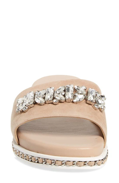 Karl Lagerfeld Bijou Slide Sandal In Latte Suede