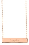 Sterling Forever Inspirational 14k Rose Gold Plated Sterling Silver Bar Pendant Necklace In Rose Gold