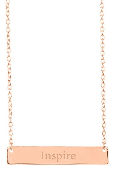Sterling Forever Inspirational 14k Rose Gold Plated Sterling Silver Bar Pendant Necklace