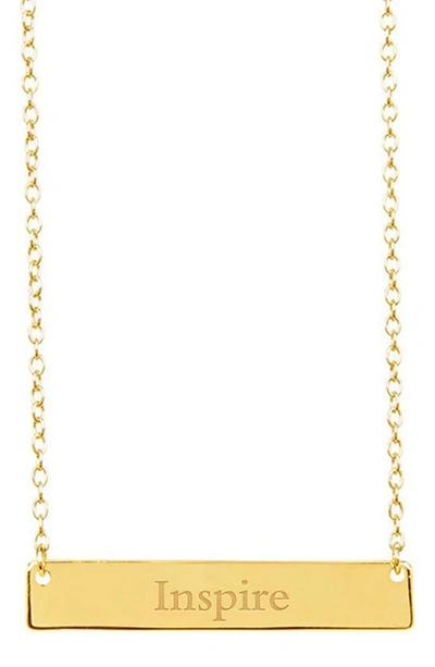 Sterling Forever 14k Yellow Gold Plated Sterling Silver Inspirational Bar Pendant Necklace