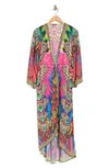 Shop Ranee's Ranees Embellished Flare Sleeve Duster In Multicolor