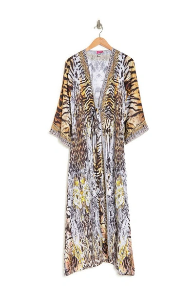 Ranee's Multi Print V-neck Maxi Dress In White