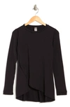 Go Couture Long Sleeve Cross Hem Shirt In Black