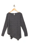 Go Couture Assymetrical Hem Dolman Sleeve Sweater In Charcoal Print 1