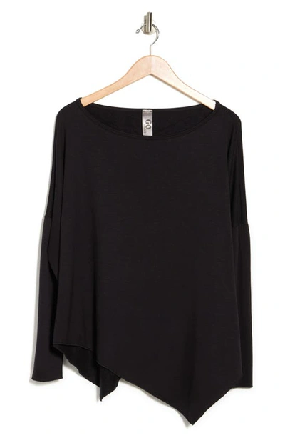 Go Couture Assymetrical Hem Dolman Sleeve Sweater In Black