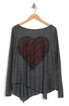 Go Couture Assymetrical Hem Dolman Sleeve Sweater In Charcoal Print 2