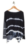Go Couture Assymetrical Hem Dolman Sleeve Sweater In Black Print 1