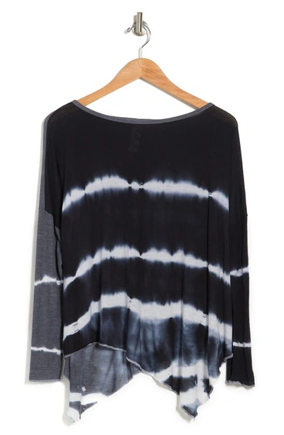 Go Couture Assymetrical Hem Dolman Sleeve Sweater In Black Print 1