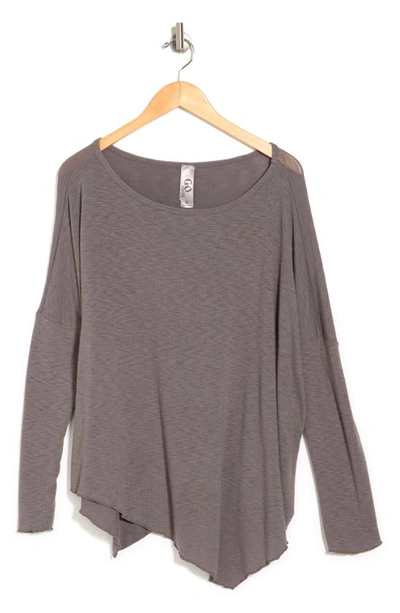 Go Couture Assymetrical Hem Dolman Sleeve Sweater In Slate