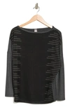 Go Couture Printed Boatneck Sweater In Black Dye 1